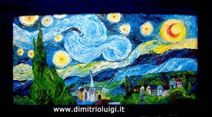 Omaggio a Van Gogh  Notte Stellata  ( opera in acrilico