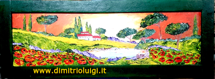 Paesaggio Toscano con lago 135x50